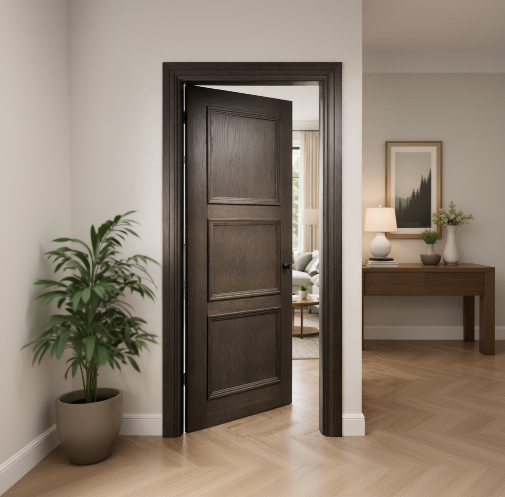 Triple-Panelled Stained Wood