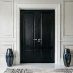 Double Panelled Double Doors - Dark Stained
