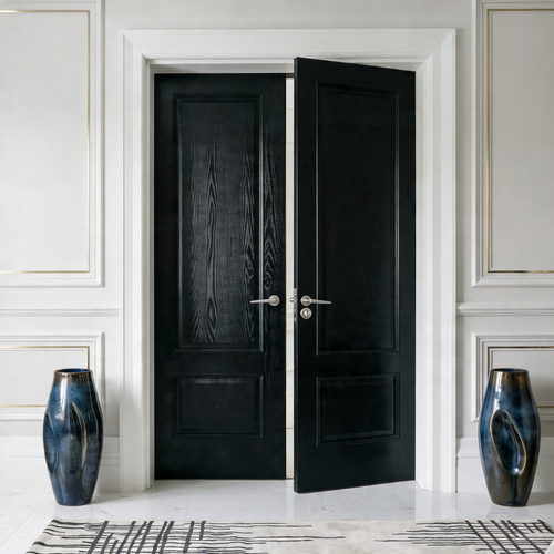 Double Panelled Double Doors - Dark Stained