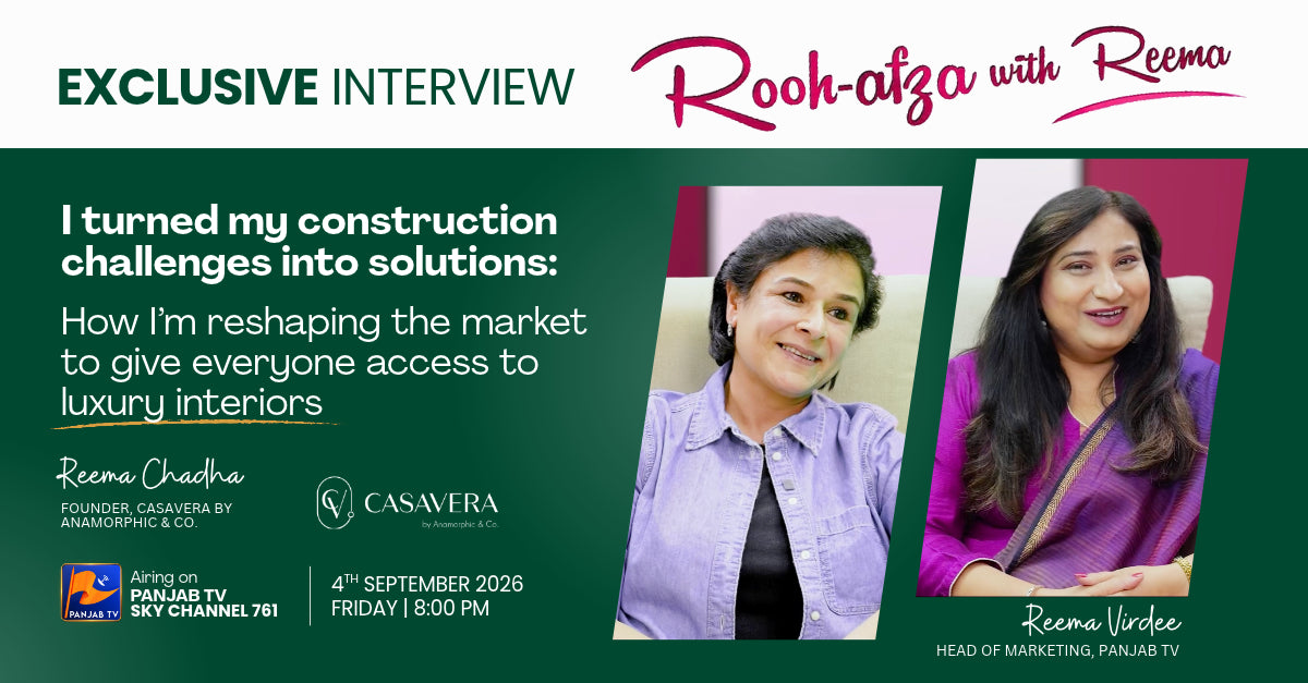Promotional graphic for an exclusive interview with Rooh-fiza and Reema