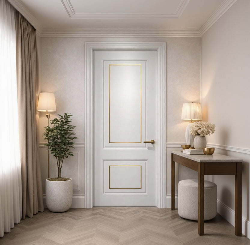 Panel Outline Trim on White Door