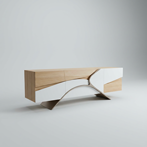 Designer Media Cabinet – Solid Wood & Lacquer