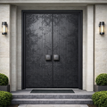 Black Micro-Tile Textured Double with Square Pull Knobs