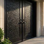 Black Micro-Tile Textured Double with Square Pull Knobs