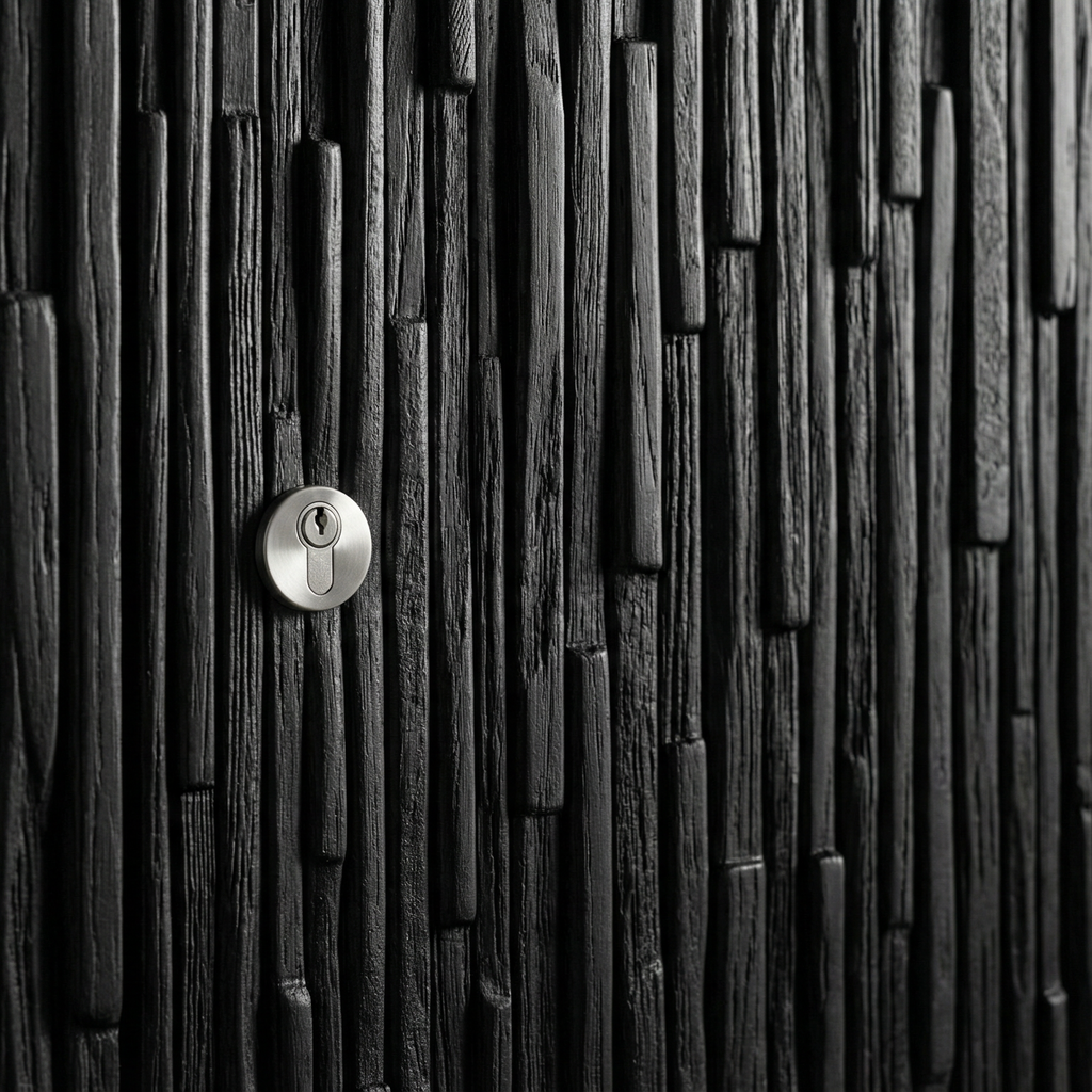 Black Micro-Tile Textured Double with Square Pull Knobs