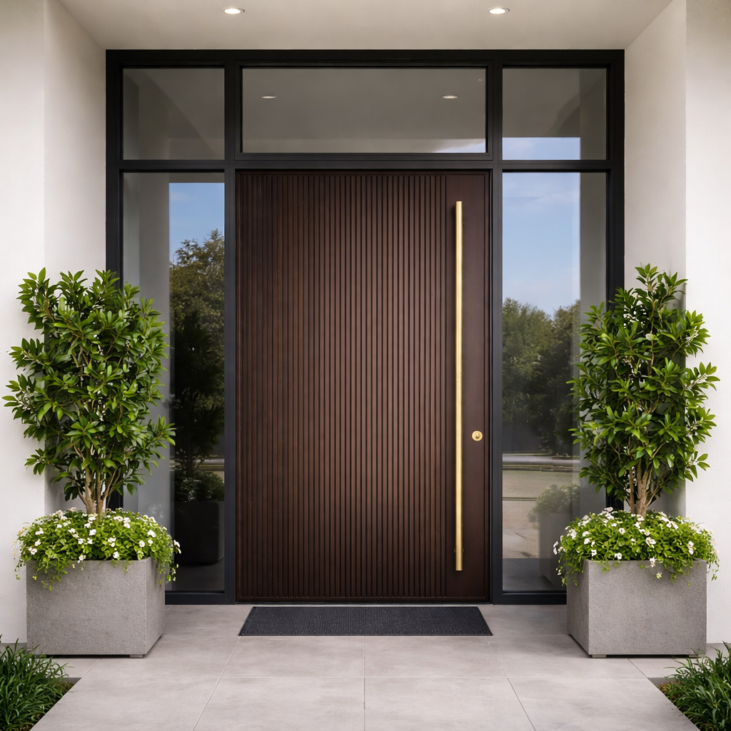 Dark Walnut Reeded Single with Full Glazed Surround Frame