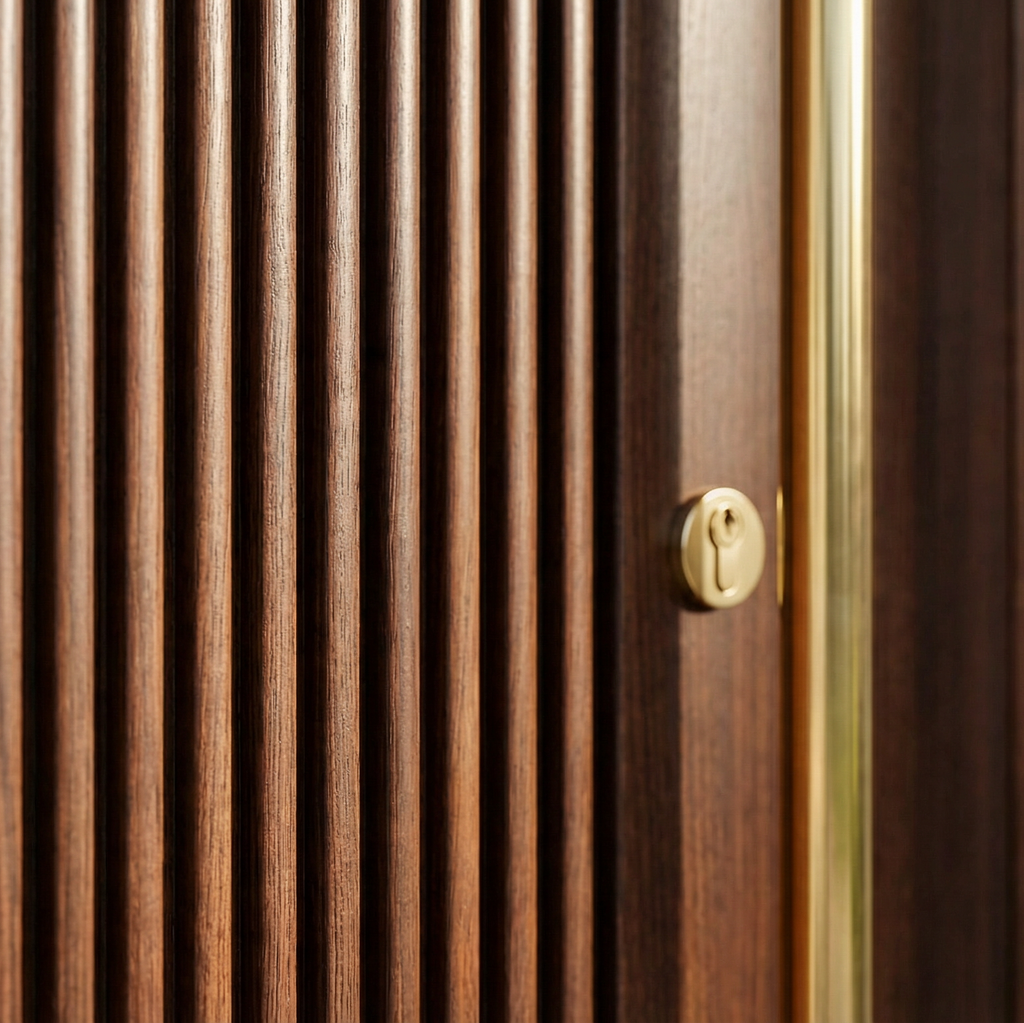 Dark Walnut Reeded Single with Full Glazed Surround Frame