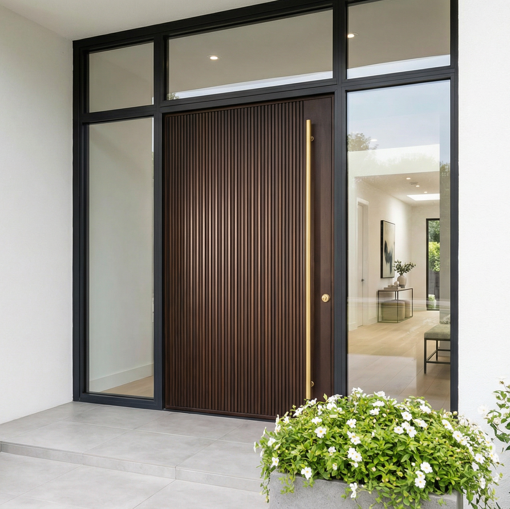 Dark Walnut Reeded Single with Full Glazed Surround Frame
