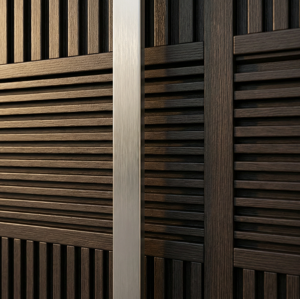 Dark Walnut Mixed-Batten Single with Recessed Louvre Insert