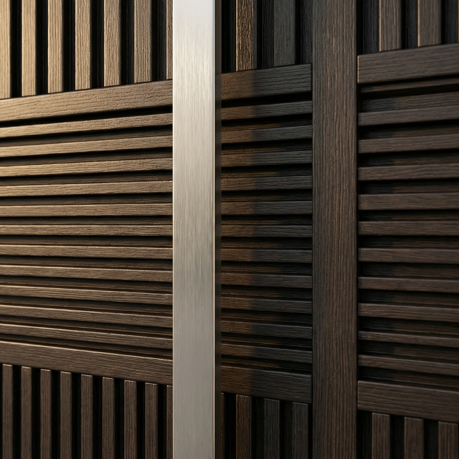Dark Walnut Mixed-Batten Single with Recessed Louvre Insert