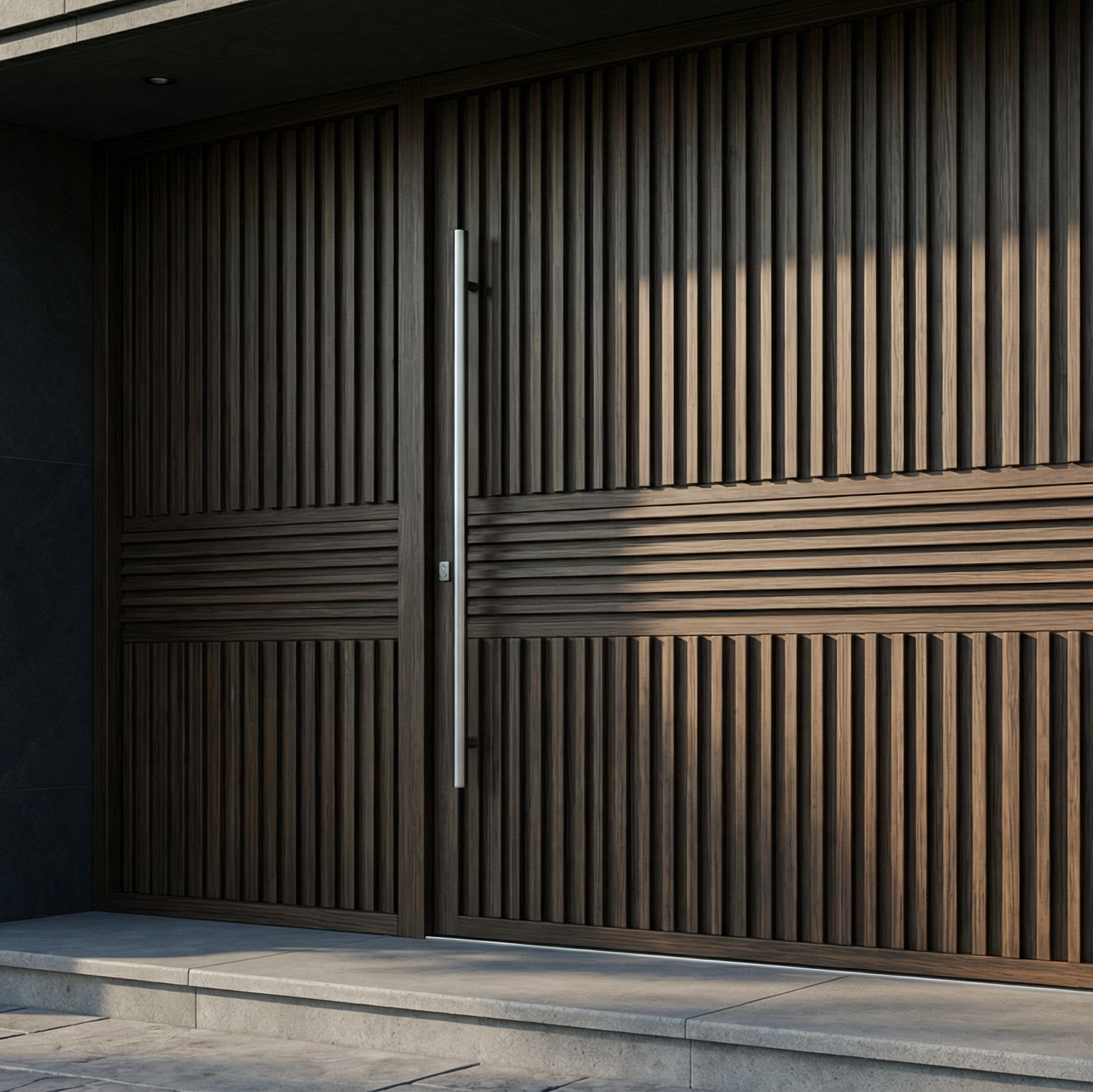 Dark Walnut Mixed-Batten Single with Recessed Louvre Insert