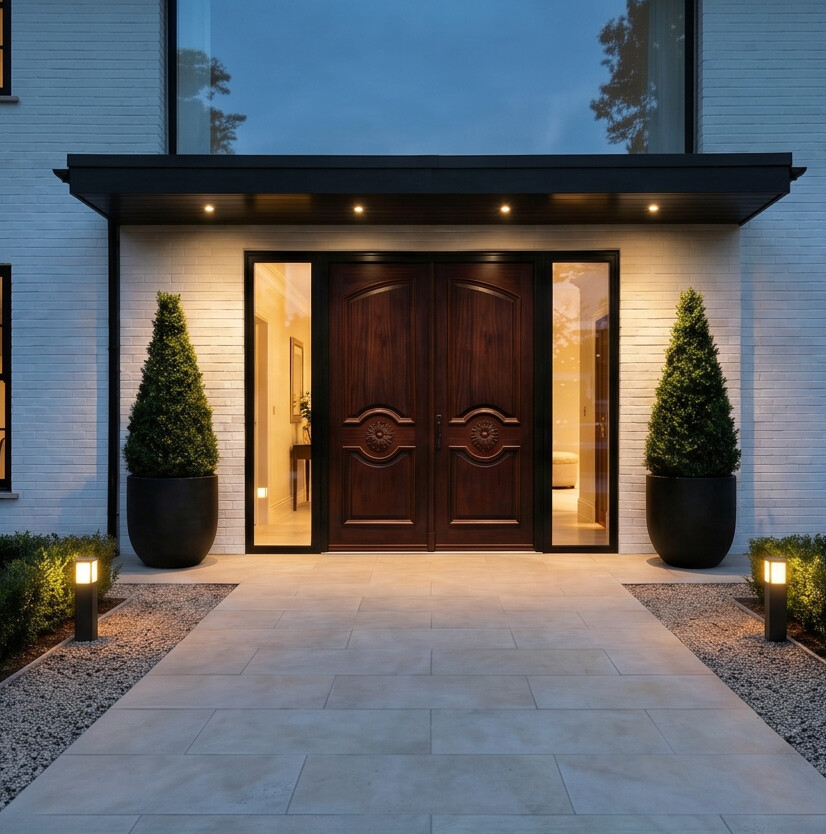 Matte Black Flush Double with Black Glass Insert & Full Glazed Surround