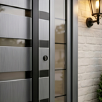 Slate Grey Horizontal Line Single with Frosted Glass Insets & Sidelights