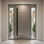 Slate Grey Horizontal Line Single with Frosted Glass Insets & Sidelights