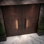 Walnut Geometric Relief Double with Illuminated Central Spine