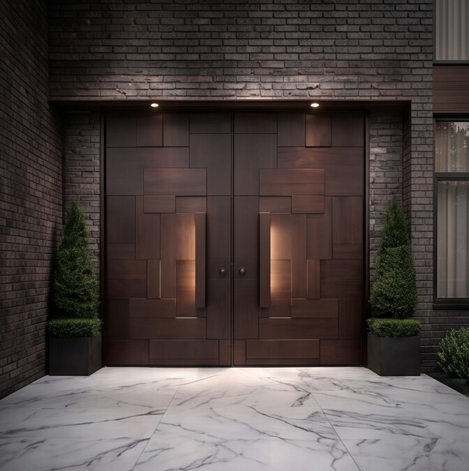 Walnut Geometric Relief Double with Illuminated Central Spine