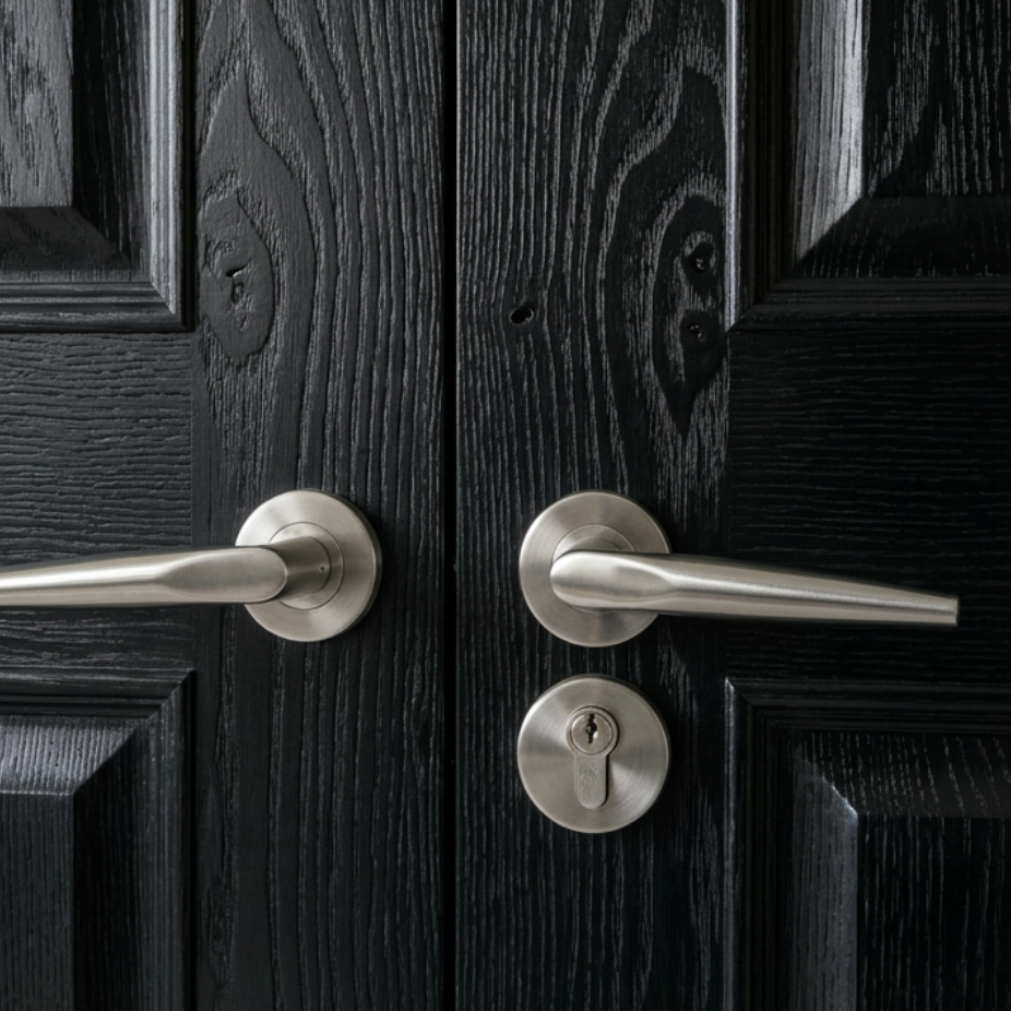 Double Panelled Double Doors - Dark Stained