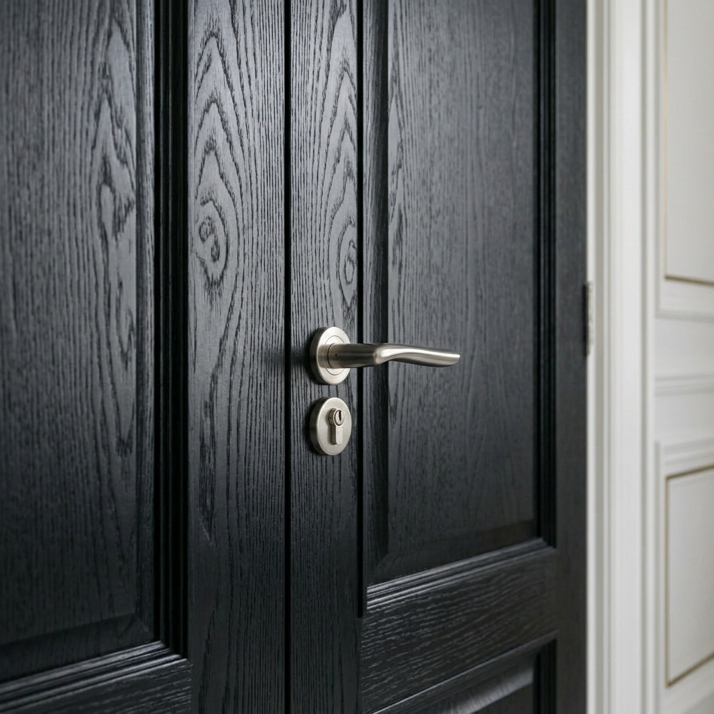 Double Panelled Double Doors - Dark Stained
