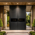 Matte Black Panel Double with Glass Insets & Full Glazed Portal