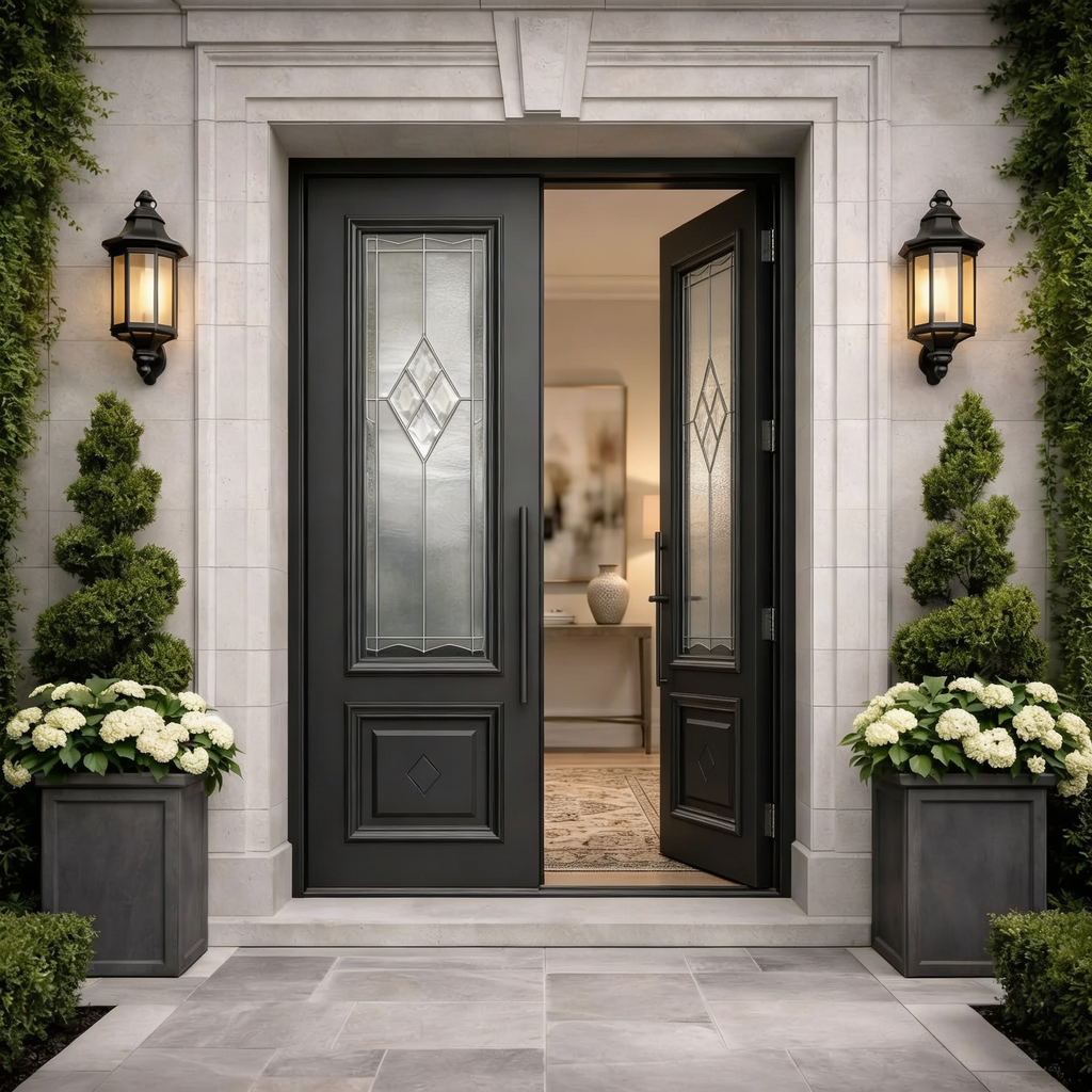 Charcoal Diamond Leaded Double with Lower Panel Detail
