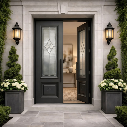 Charcoal Diamond Leaded Double with Lower Panel Detail