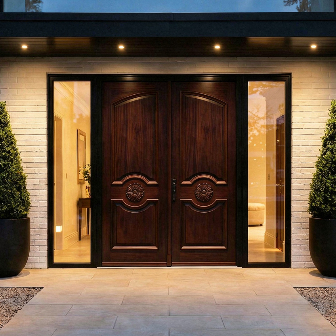 Matte Black Flush Double with Black Glass Insert & Full Glazed Surround