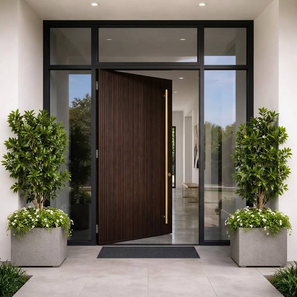 Dark Walnut Reeded Single with Full Glazed Surround Frame