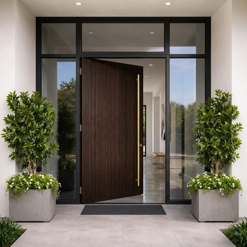 Dark Walnut Reeded Single with Full Glazed Surround Frame