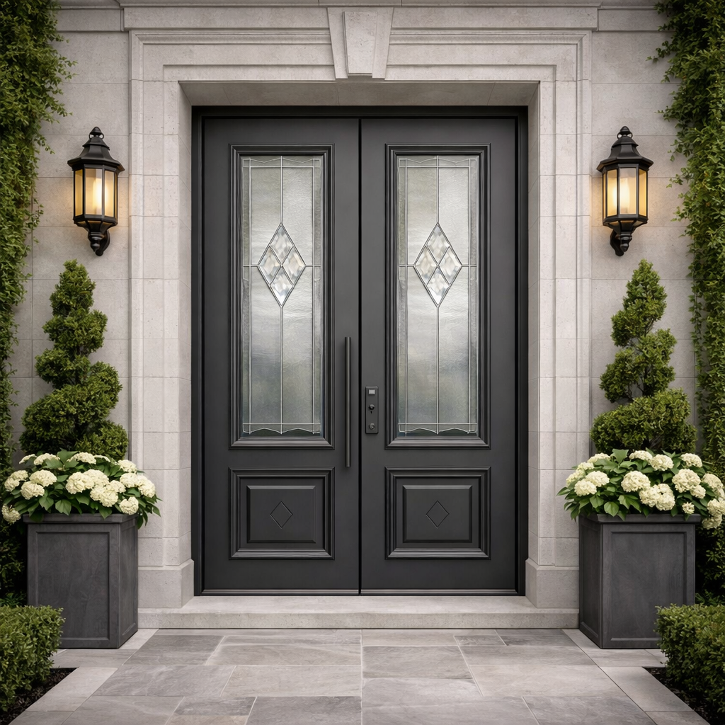 Charcoal Diamond Leaded Double with Lower Panel Detail