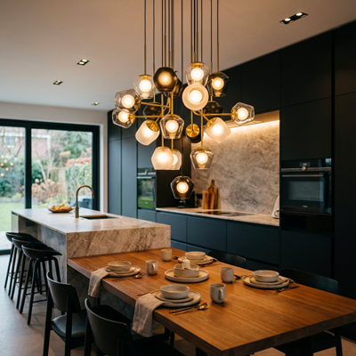 Modern Cluster Pendant Light – Brass & Glass